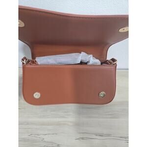 Brown Crossbody Shoulder Bag | Canvas & Faux Leather | Minimalist Neutral Small